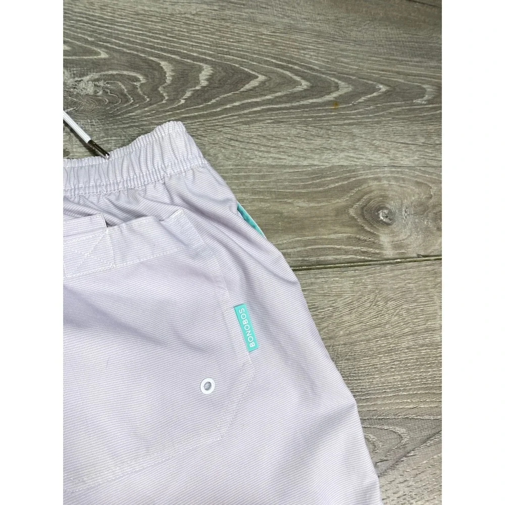Bonobos Swim Trunks Men's‎ Large 7 Inch Inseam Striped Lavender
